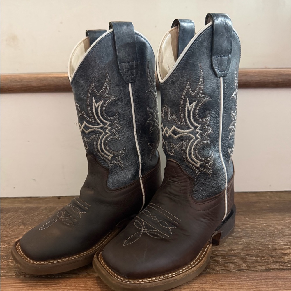 Old West Kids Boots in Blue and Brown